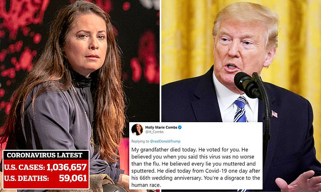 Charmed star Holly Marie Combs blames Trump for her grandfather’s death from coronavirus | Daily Mail Online