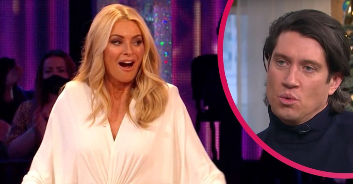 Strictly host Tess Daly’s husband Vernon Kay weighs in on her outfit choice as fans poke fun